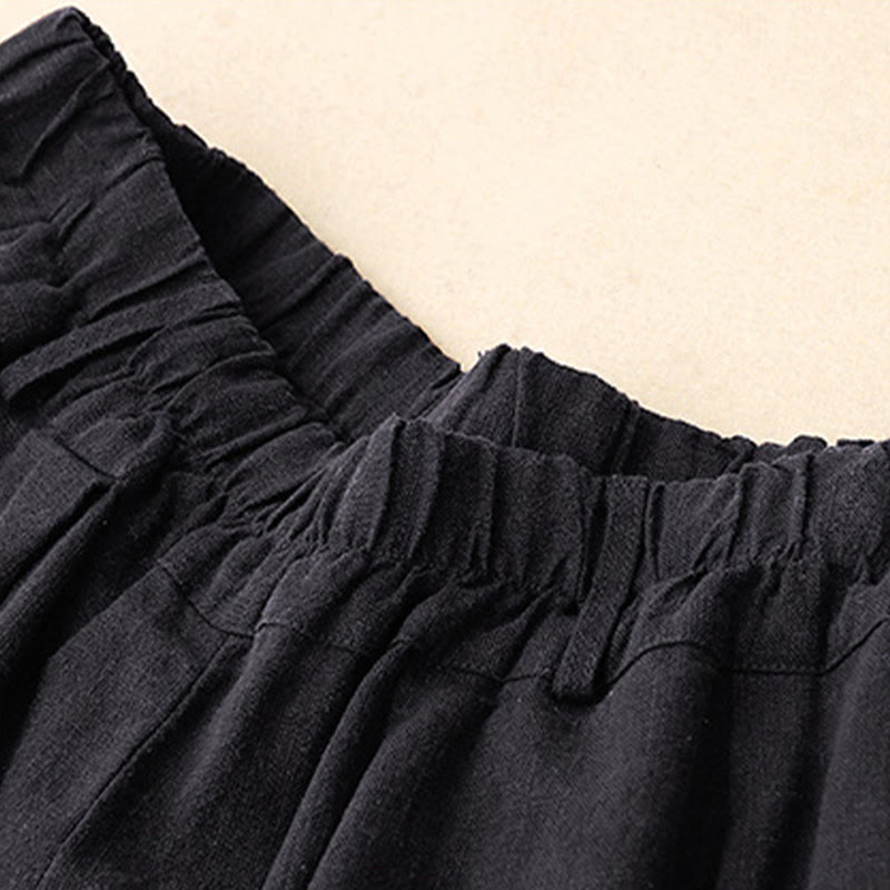 Buddha Stones Solid Color Cotton Women's Wide Leg Pants With Pockets - image 25