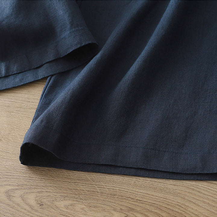 Buddha Stones Solid Color Cotton Women's Button Wide Leg Pants With Pockets - image 1