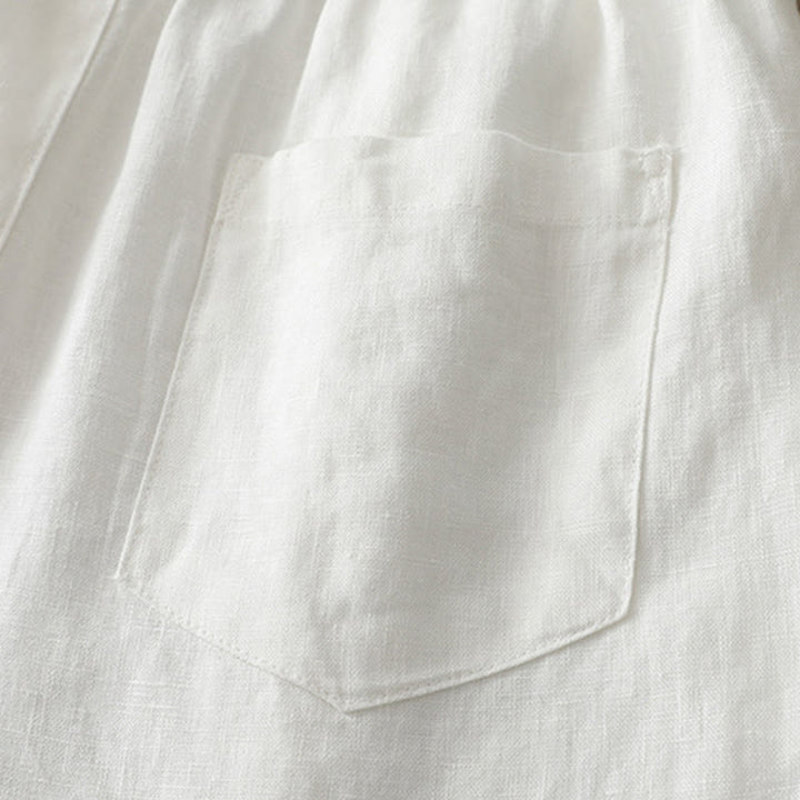 Buddha Stones Solid Color Cotton Women's Button Wide Leg Pants With Pockets - image 12