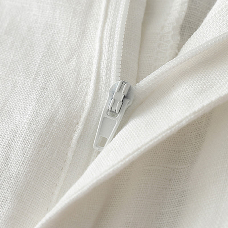 Buddha Stones Solid Color Cotton Women's Button Wide Leg Pants With Pockets - image 11