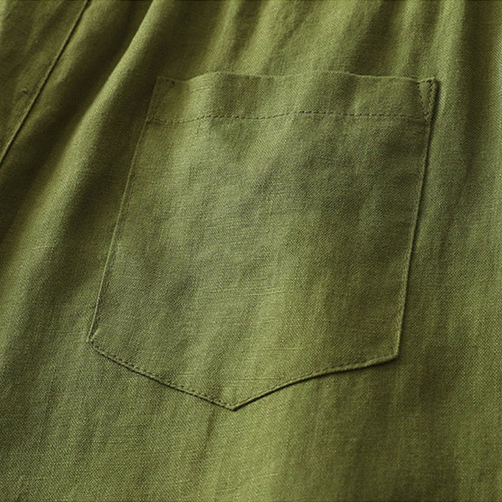 Buddha Stones Solid Color Cotton Women's Button Wide Leg Pants With Pockets - image 24