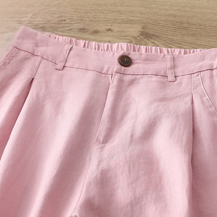 Buddha Stones Solid Color Cotton Women's Button Wide Leg Pants With Pockets - image 27