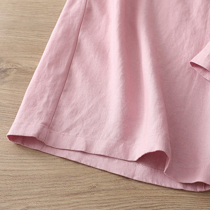 Buddha Stones Solid Color Cotton Women's Button Wide Leg Pants With Pockets - image 28