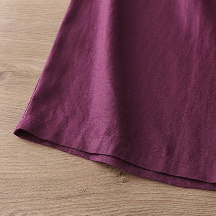 Buddha Stones Solid Color Cotton Women's Button Wide Leg Pants With Pockets - image 32