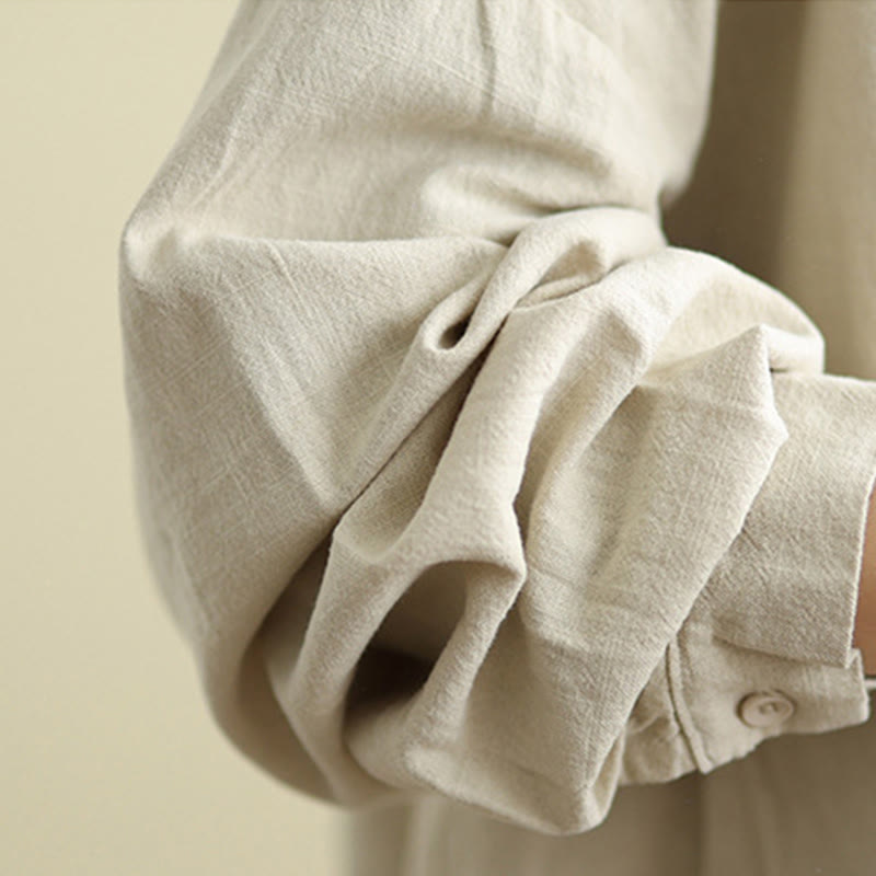 Buddha Stones Women's Long Sleeve Crew Neck Cotton Jacket With Pockets - image 9