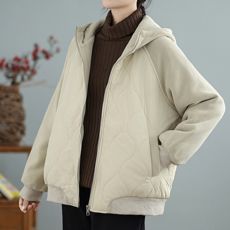 Buddha Stones Women's Long Sleeve Thickened Warm Hood Cotton Jacket With Pockets - image 3