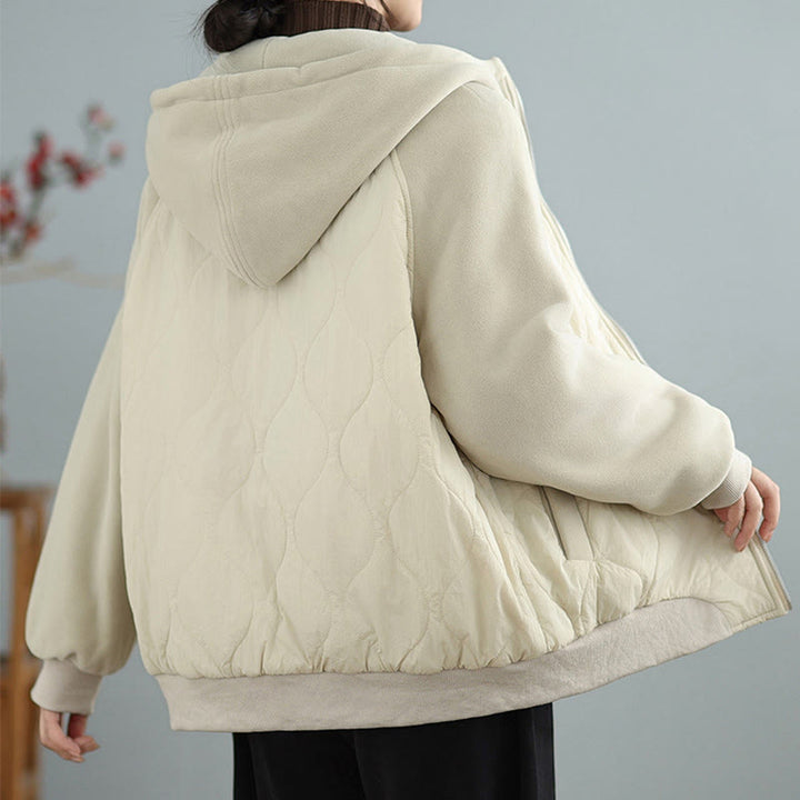 Buddha Stones Women's Long Sleeve Thickened Warm Hood Cotton Jacket With Pockets - image 7