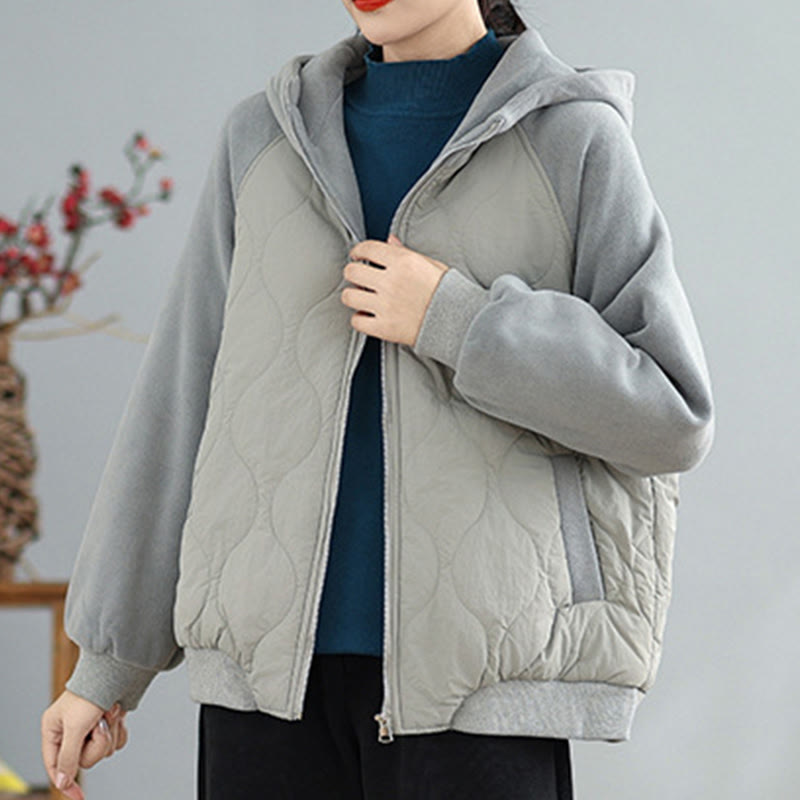 Buddha Stones Women's Long Sleeve Thickened Warm Hood Cotton Jacket With Pockets - image 13