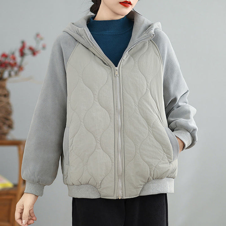 Buddha Stones Women's Long Sleeve Thickened Warm Hood Cotton Jacket With Pockets - image 11