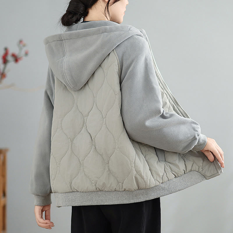 Buddha Stones Women's Long Sleeve Thickened Warm Hood Cotton Jacket With Pockets - image 12