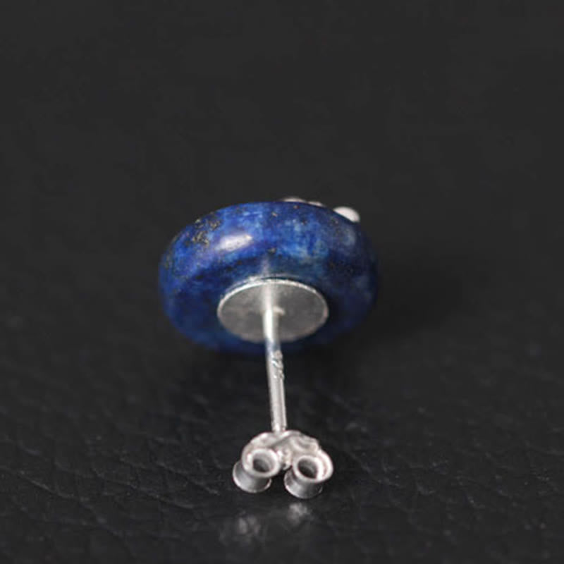 Buddha Stones Lazurite Lapis Lazuli 925 Sterling Silver Lotus Pattern Enlightenment Earrings - image 10