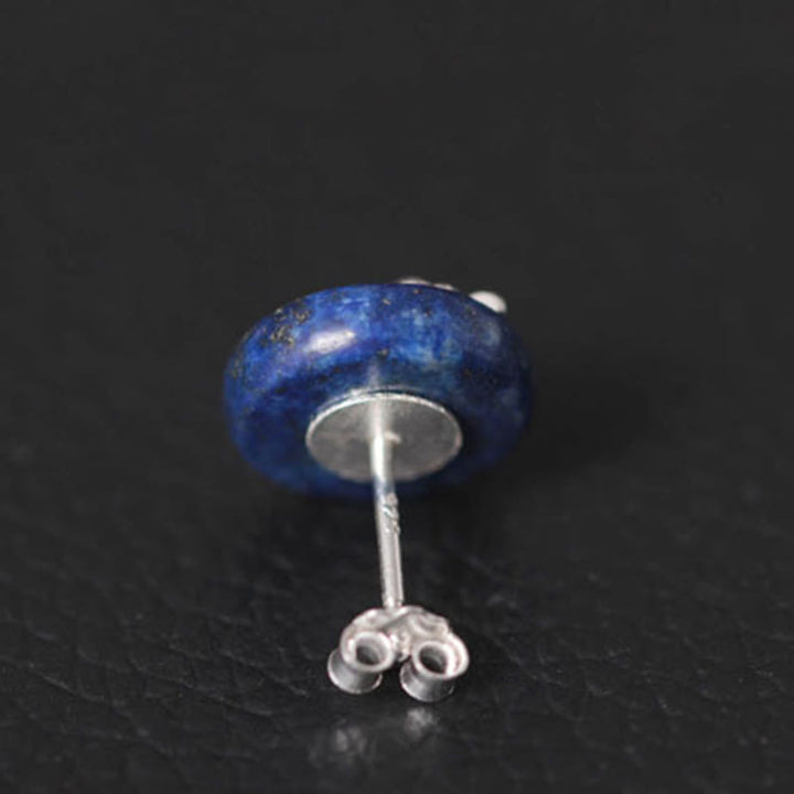 Buddha Stones Lazurite Lapis Lazuli 925 Sterling Silver Lotus Pattern Enlightenment Earrings - image 10