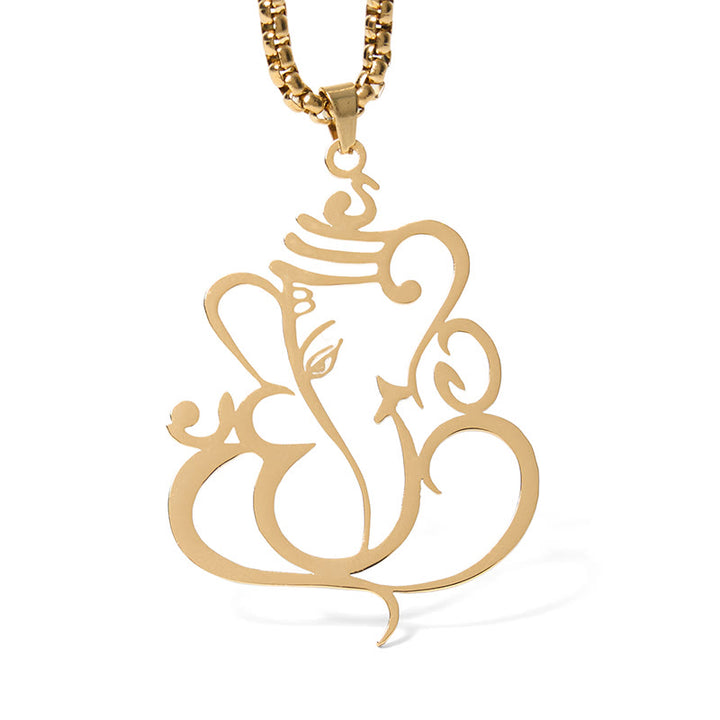 Buddha Stones Ganesh Elephant Stainless Steel Protection Necklace Pendant - image 5