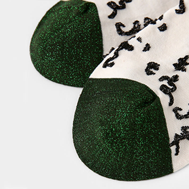 Buddha Stones Chinese Calligraphy Color Matching Pattern Micro Crew Women Cotton Socks - image 9