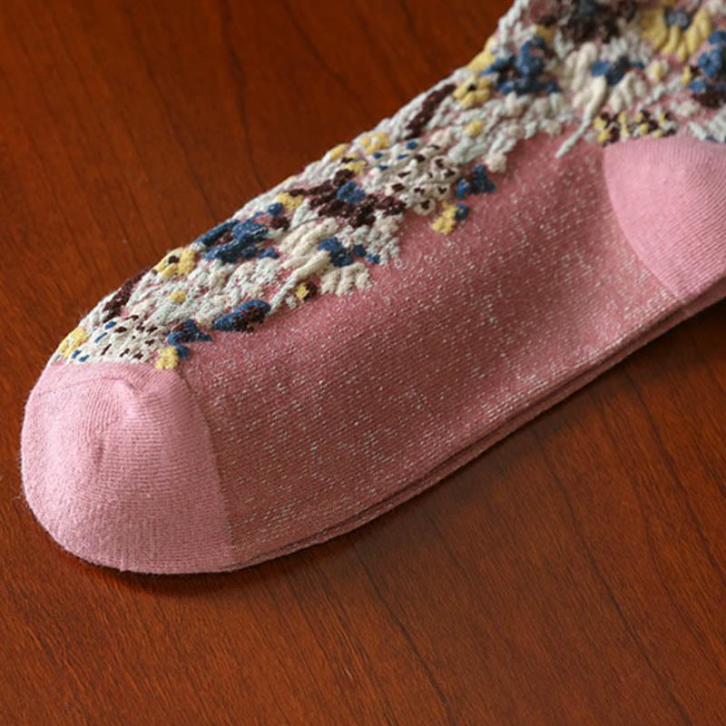 Buddha Stones Ethnic Textured Floral Pattern Women's Micro Crew Cotton Socks - image 13