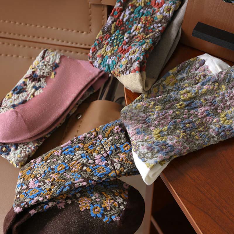 Buddha Stones Ethnic Textured Floral Pattern Women's Micro Crew Cotton Socks - image 20