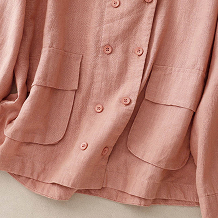 Buddha Stones Double‑Breasted Design Long Sleeve Women's Cotton Jacket With Pockets - image 19