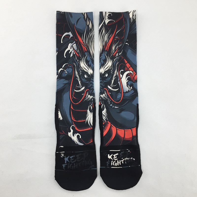 Buddha Stones Casual Dragon Micro Crew Men's Socks - Black - One Size Fits Most (US 6.5-10.5，EU 38-44，UK/AU 6-10.5，AISA 24.5-28cm) - image 0