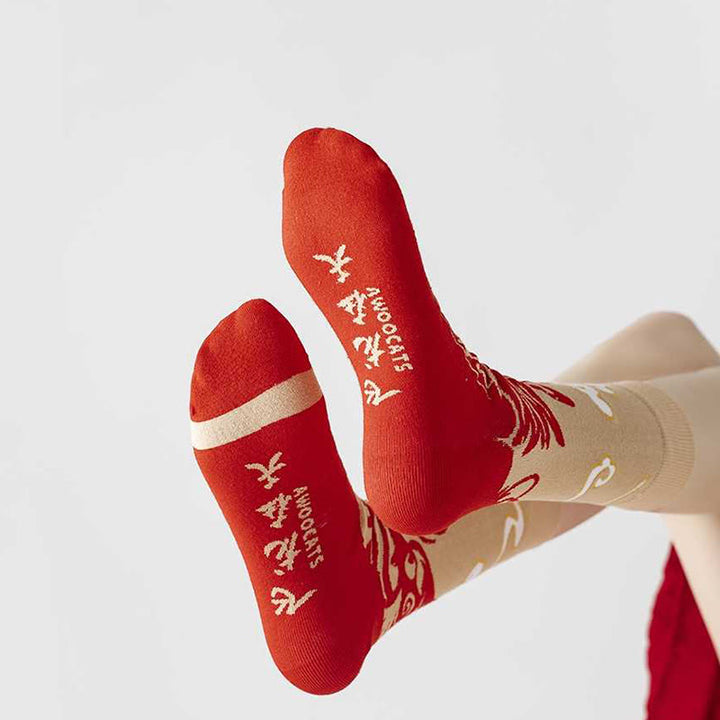 Buddha Stones Casual Red Dragon Cotton Quarter Men Women Unisex Socks - image 4