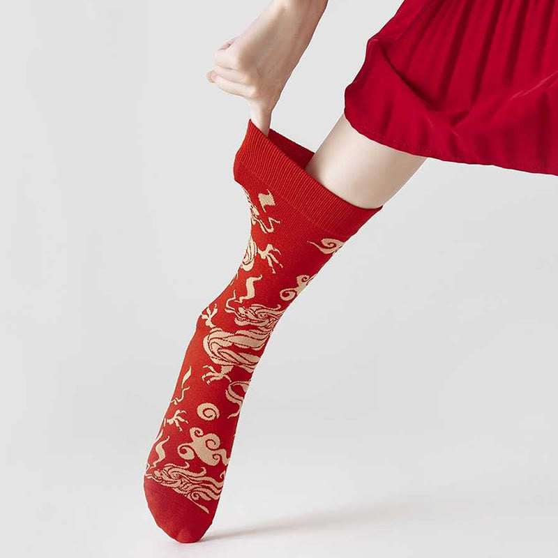 Buddha Stones Casual Red Dragon Cotton Quarter Men Women Unisex Socks - image 10