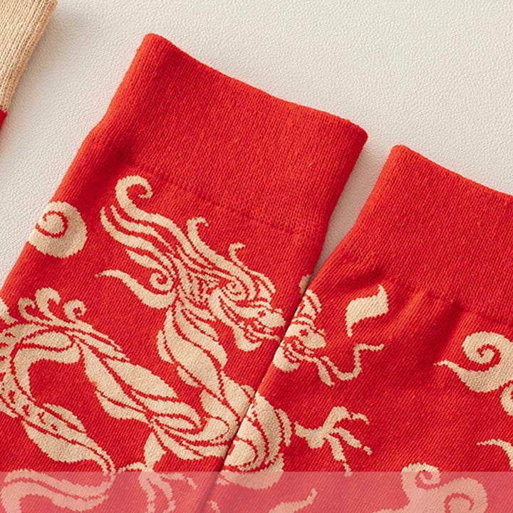 Buddha Stones Casual Red Dragon Cotton Quarter Men Women Unisex Socks - image 12