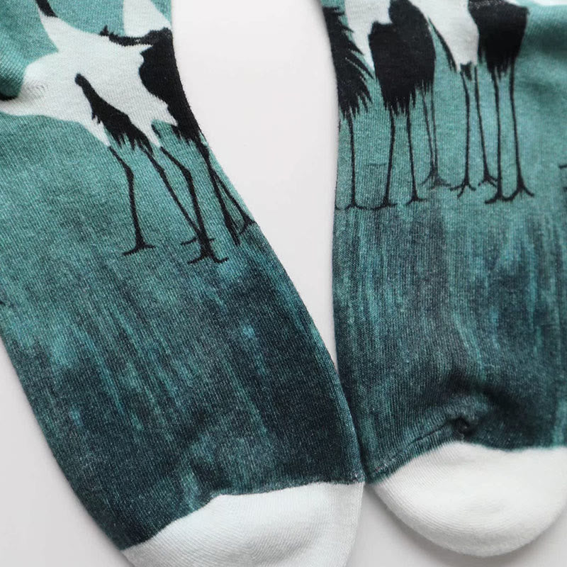 Buddha Stones "Inner Calm" Casual White Crane Micro Crew Women's Socks Includes Gift Message Card - image 3