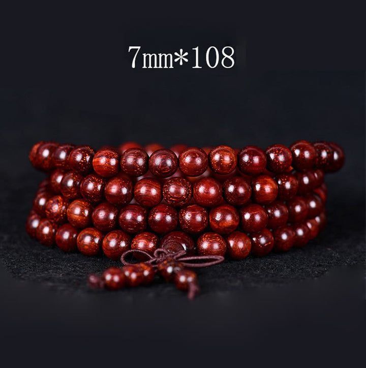 Buddha Stones Tibetan Small Leaf Red Sandalwood Balance Bracelet - 7mm*108 - image 2