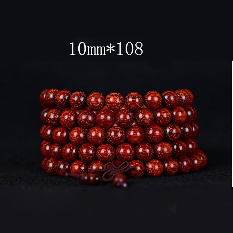 Buddha Stones Tibetan Small Leaf Red Sandalwood Balance Bracelet - 10mm*108 - image 4