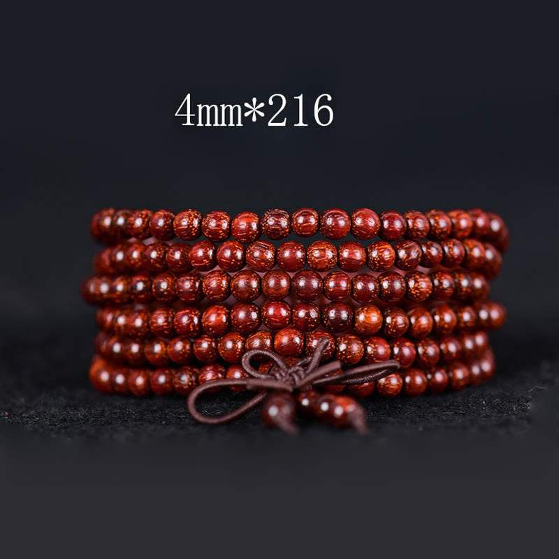 Buddha Stones Tibetan Small Leaf Red Sandalwood Balance Bracelet - 4mm*216 - image 6