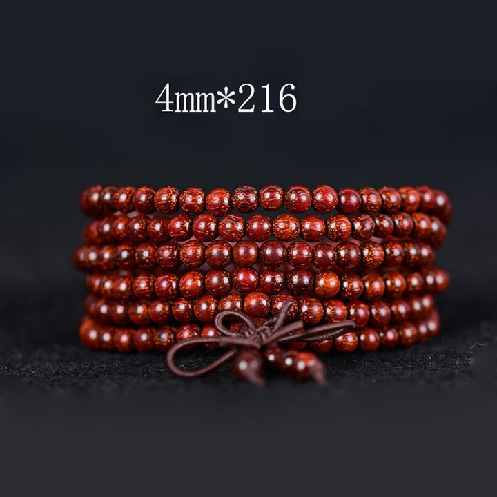 Buddha Stones Tibetan Small Leaf Red Sandalwood Balance Bracelet - 4mm*216 - image 6