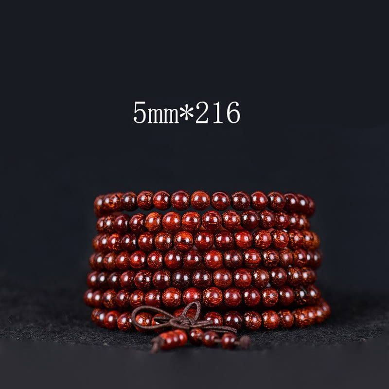 Buddha Stones Tibetan Small Leaf Red Sandalwood Balance Bracelet - 5mm*216 - image 7