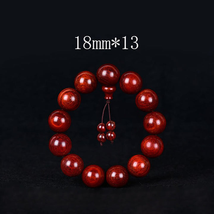 Buddha Stones Tibetan Small Leaf Red Sandalwood Balance Bracelet - 18mm*13 - image 9
