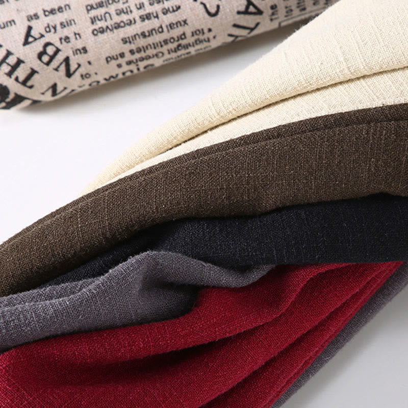 Buddha Stones Men's Stnad Collar Long Sleeve Thermal Fleece-lined Ramie Cotton Jacket With Pockets - image 19