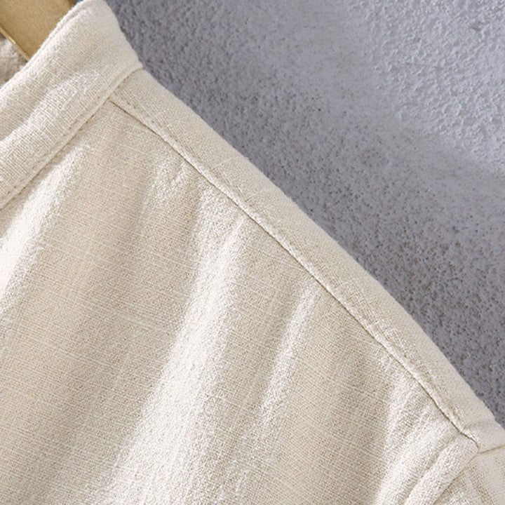 Buddha Stones Men's Stnad Collar Long Sleeve Thermal Fleece-lined Ramie Cotton Jacket With Pockets - image 7