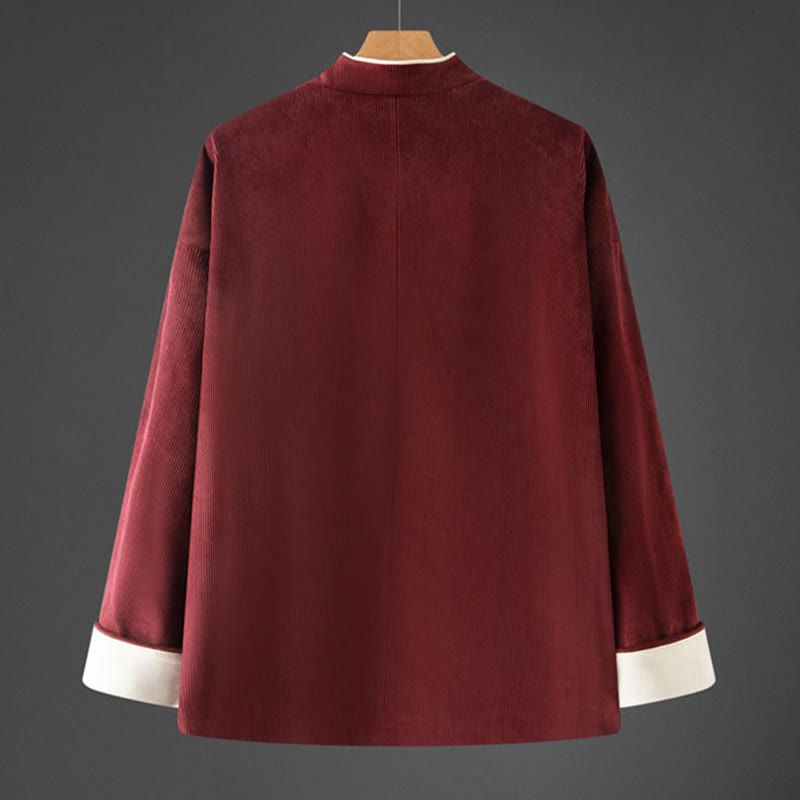 Buddha Stones Men's Frog-Button Mandarin Collar Long Sleeve Cotton Jacket Tang Suit With Pockets - image 9