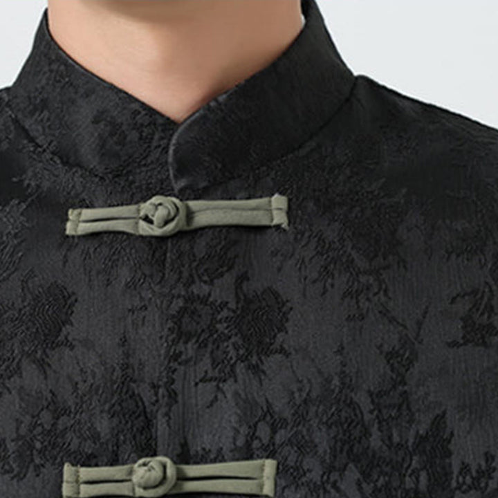 Buddha Stones Jacquard Frog-Button Long Sleeve Men's Cotton Jacket Tang Suit With Pockets - image 9