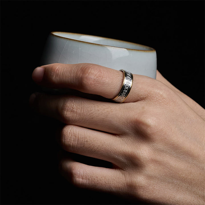 Buddha Stones Tibetan Scriptures Shurangama Mantra Titanium Steel Balance Ring - image 4