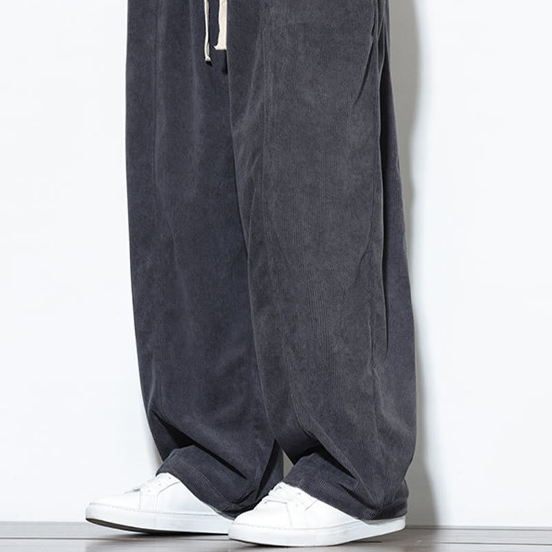 Buddha Stones Plain Drawstring Pure Cotton Corduroy Men's Harem Pants With Pockets - image 22