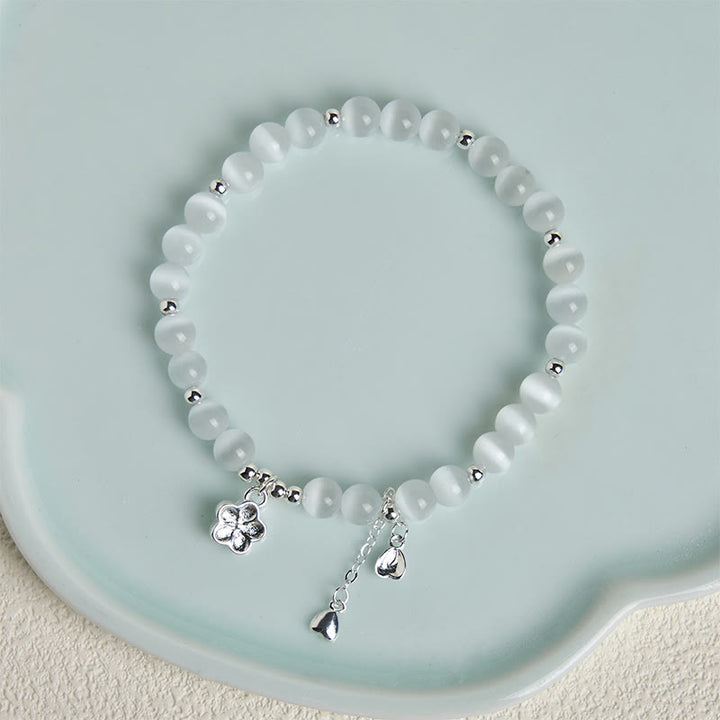 Buddha Stones Natural Cat's Eye Cherry Blossom Peace Bracelet - image 3