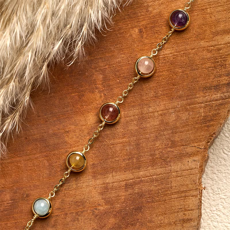 Buddha Stones Colorful Crystal Amethyst Strawberry Quartz Balance Bracelet - image 14