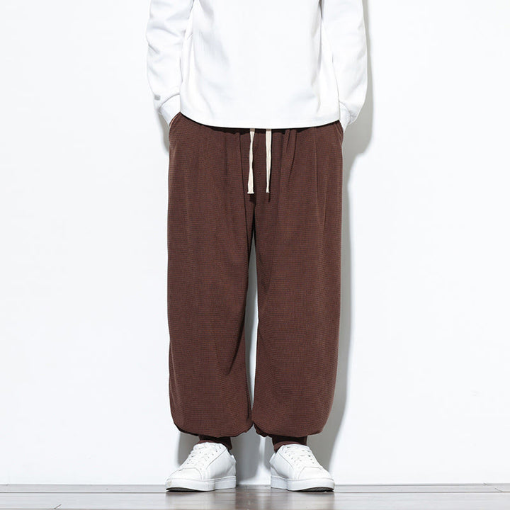 Buddha Stones Fall Plain Drawstring Simple Design Men's Harem Cotton Corduroy Pants With Pockets - SaddleBrown - US/UK/AU46，EU56 (5XL) - image 56