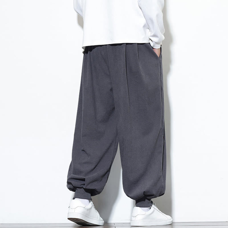 Buddha Stones Fall Plain Drawstring Simple Design Men's Harem Cotton Corduroy Pants With Pockets - image 11