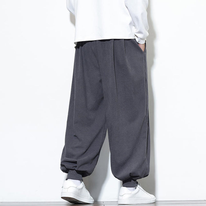 Buddha Stones Fall Plain Drawstring Simple Design Men's Harem Cotton Corduroy Pants With Pockets - image 11