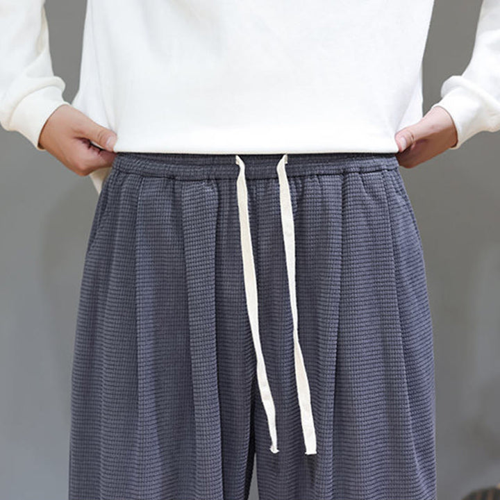 Buddha Stones Fall Plain Drawstring Simple Design Men's Harem Cotton Corduroy Pants With Pockets - image 17