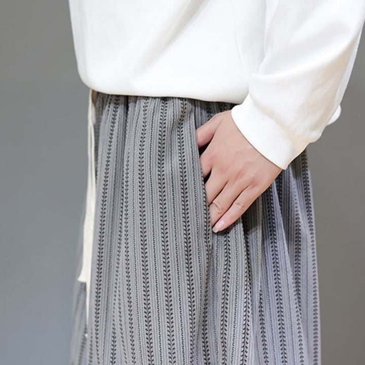 Buddha Stones Fall Striped Pattern Drawstring Men's Harem Corduroy Pants With Pockets - image 51