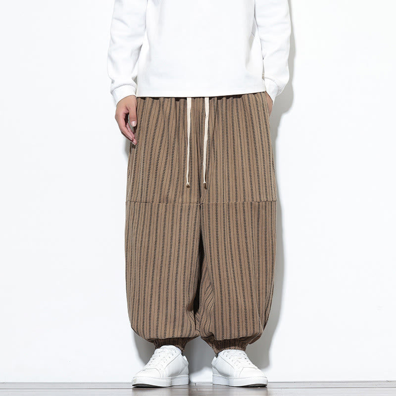 Buddha Stones Fall Striped Pattern Drawstring Men's Harem Corduroy Pants With Pockets - Tan - US/UK/AU46，EU56 (5XL) - image 54