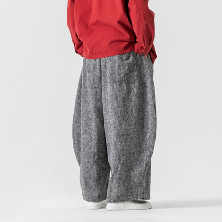 Buddha Stones Daily Solid Color Drawstring Design Men's Wide Leg Cotton Pants With Pockets - image 30