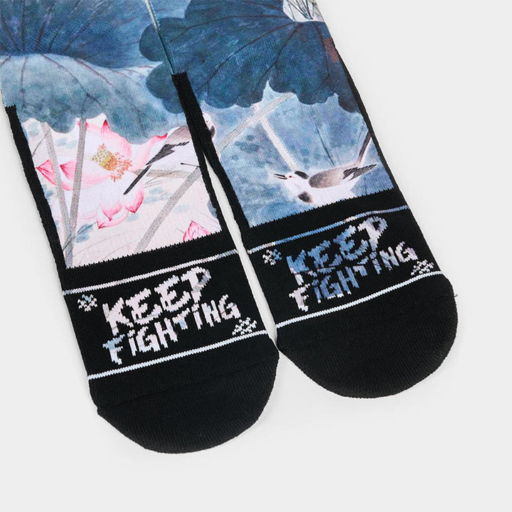 Buddha Stones Casual Lotus Flowers Leaves Butterfly Micro Crew Men Women Unisex Socks - image 3