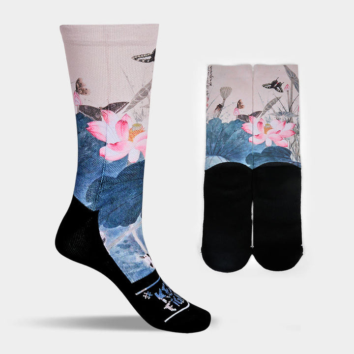 Buddha Stones Casual Lotus Flowers Leaves Butterfly Micro Crew Men Women Unisex Socks - image 8