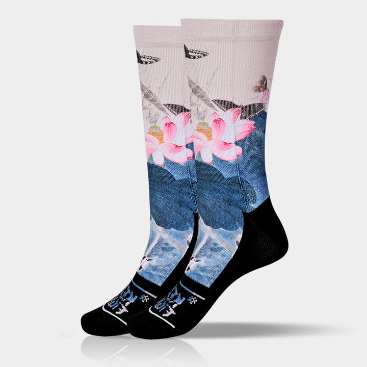 Buddha Stones Casual Lotus Flowers Leaves Butterfly Micro Crew Men Women Unisex Socks - image 9